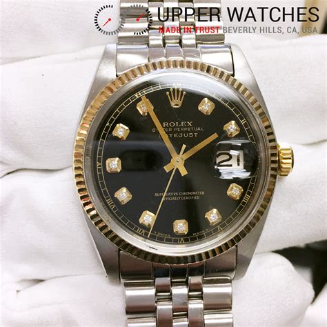 rolex wide boy black dial|Rolex 1601 diamond.